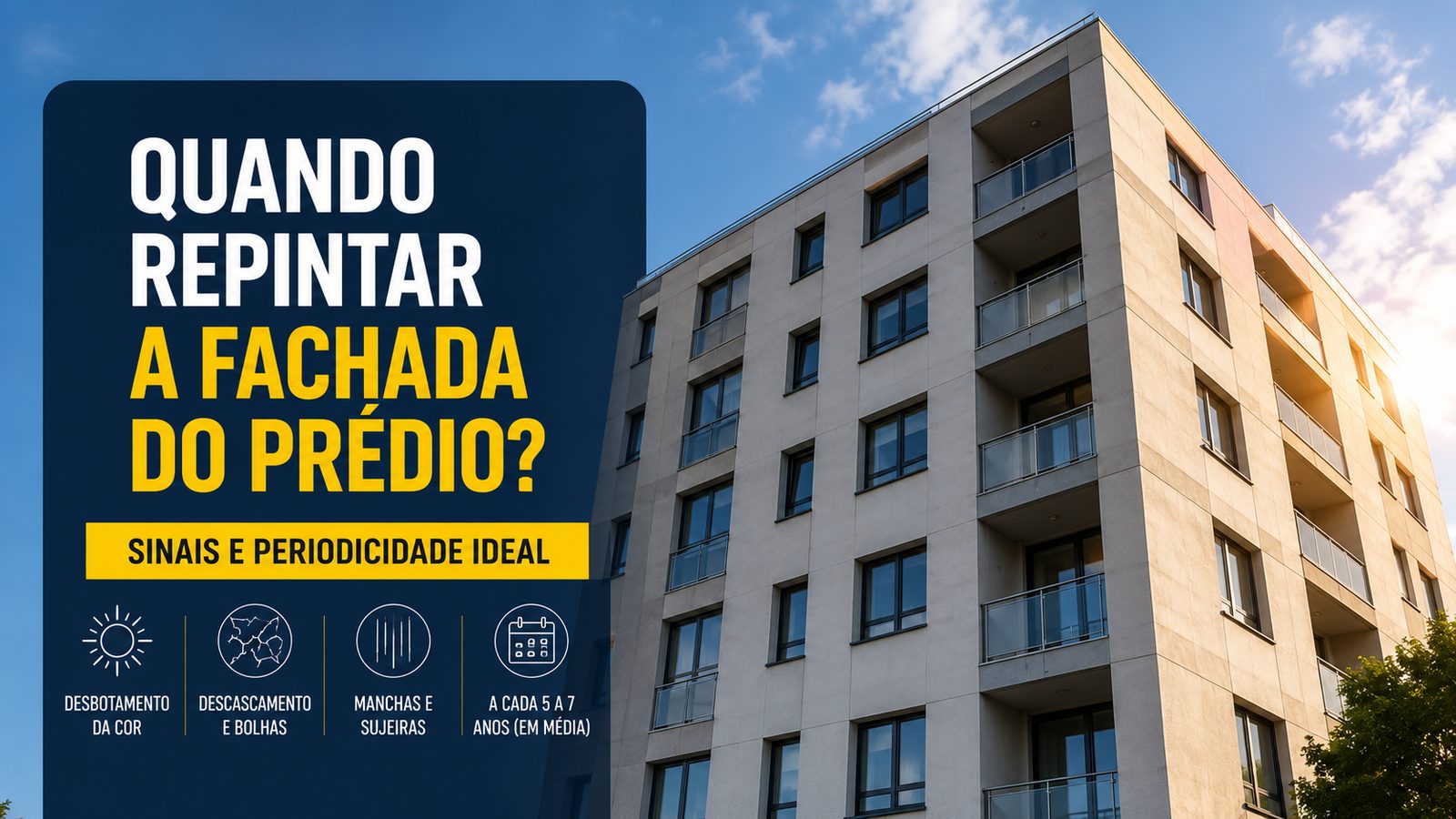 Fachada predial repintada, em bom estado de conservação